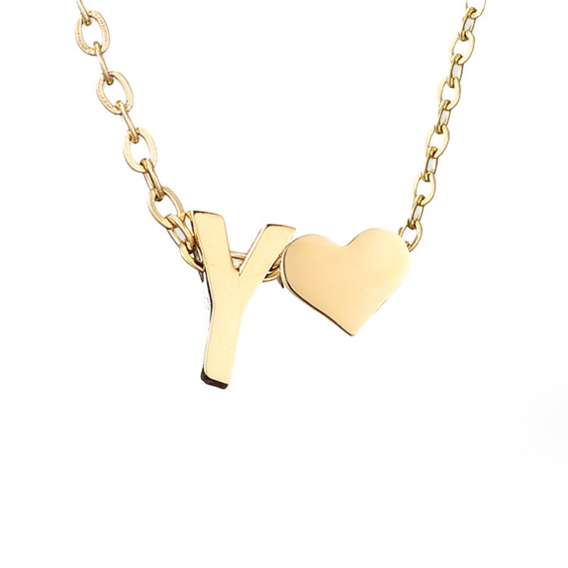 Collier Cœur et Lettre Original en Or