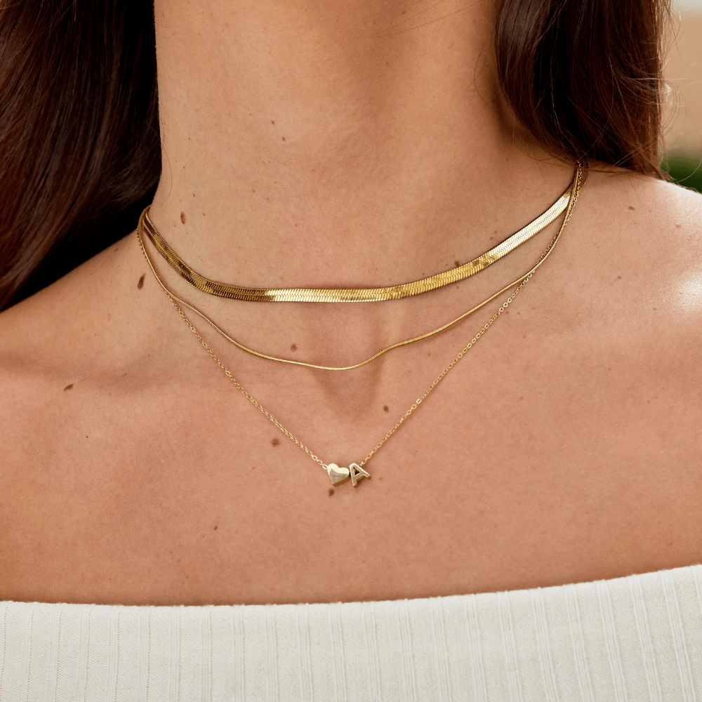 Collier Cœur et Lettre Original en Or