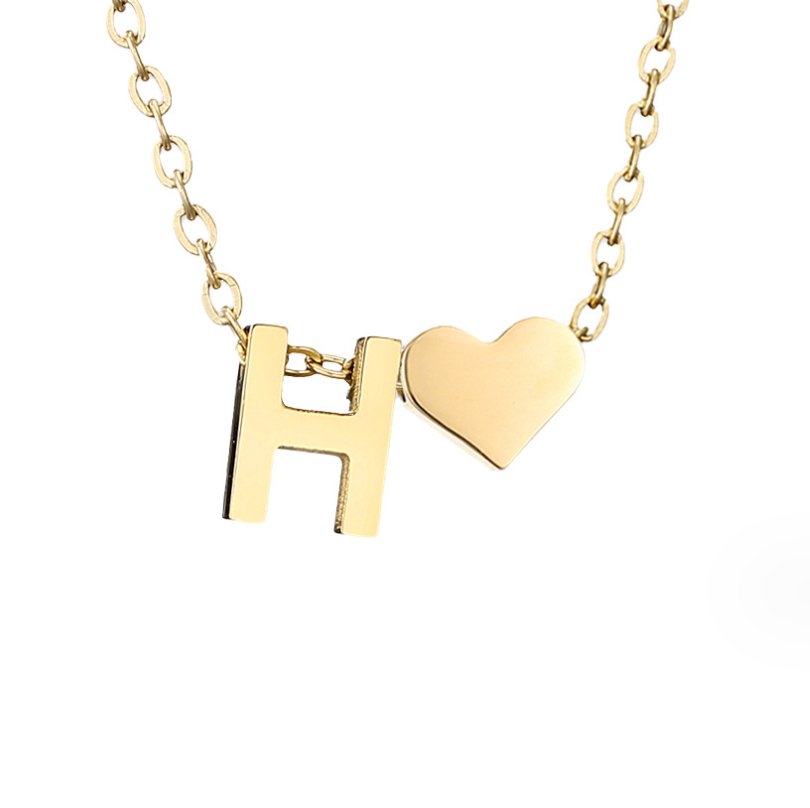 Collier Cœur et Lettre Original en Or