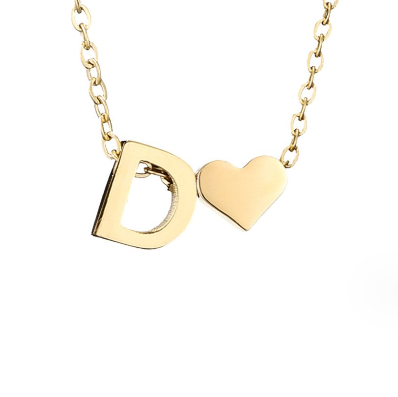 Collier Cœur et Lettre Original en Or
