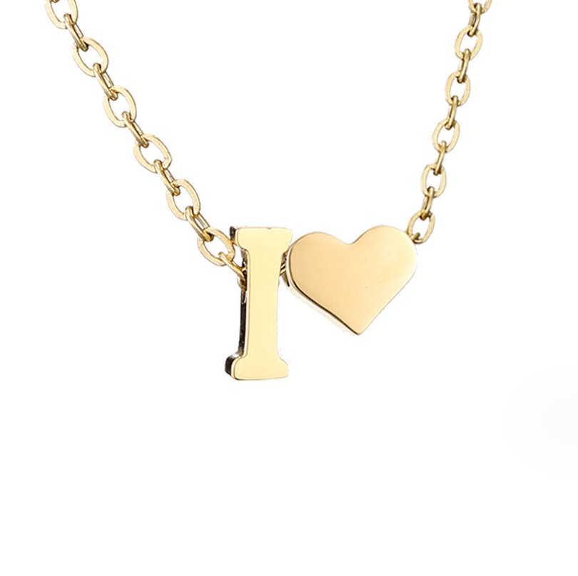 Collier Cœur et Lettre Original en Or