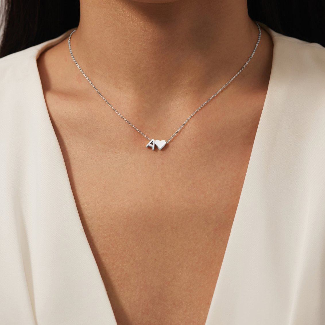 Collier Cœur & Initiale en Argent