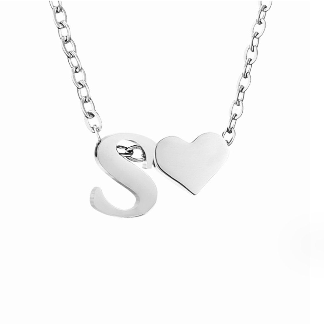 Collier Cœur & Initiale en Argent