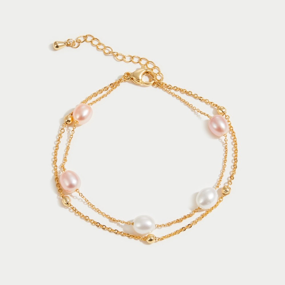 Bracelet superposé de perles d'eau douce