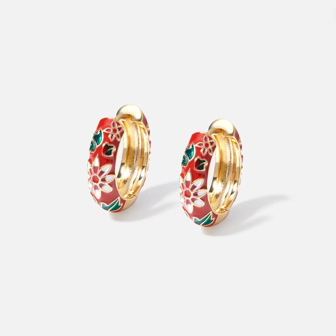 Boucles d'oreilles fleuries dorées