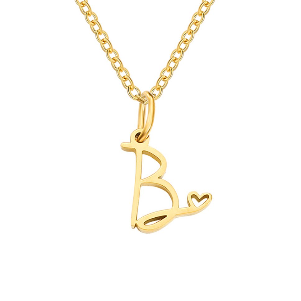 Collier cœur lettre or