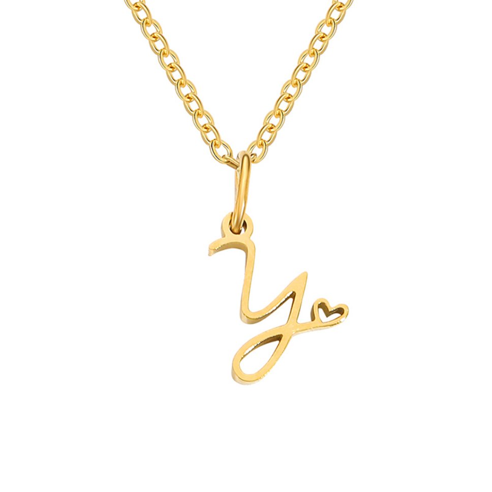 Collier cœur lettre or