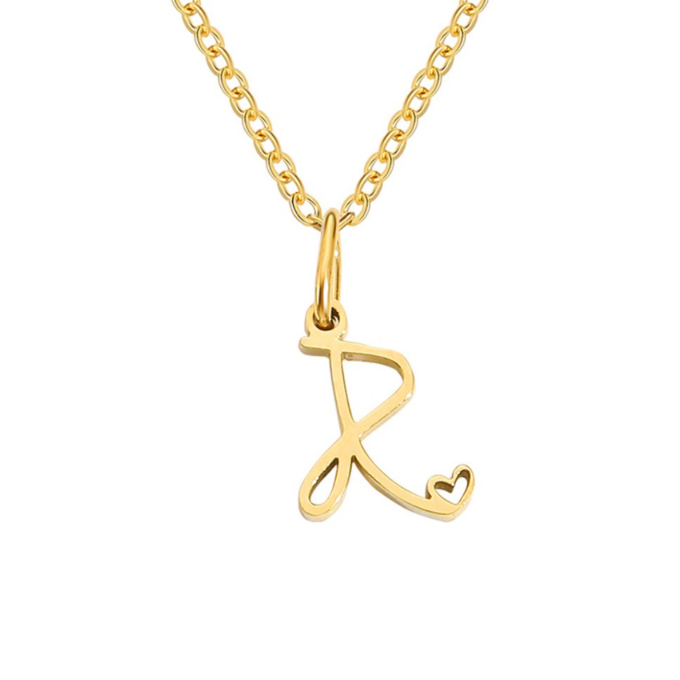 Collier cœur lettre or