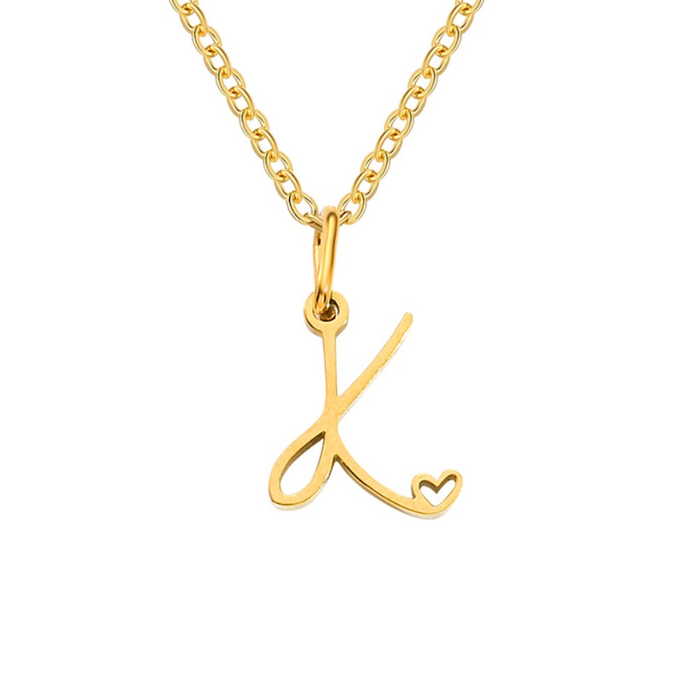 Collier cœur lettre or