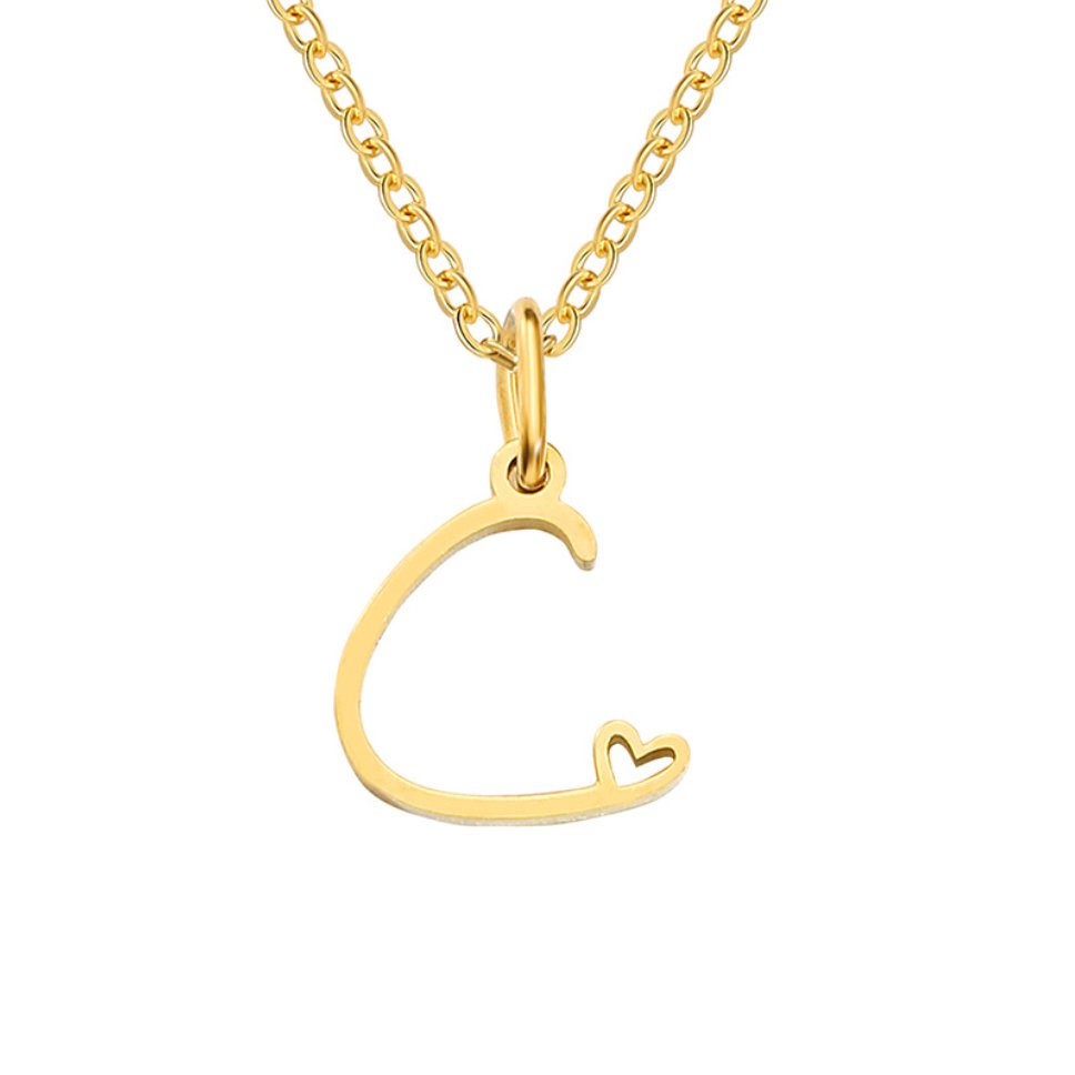 Collier cœur lettre or