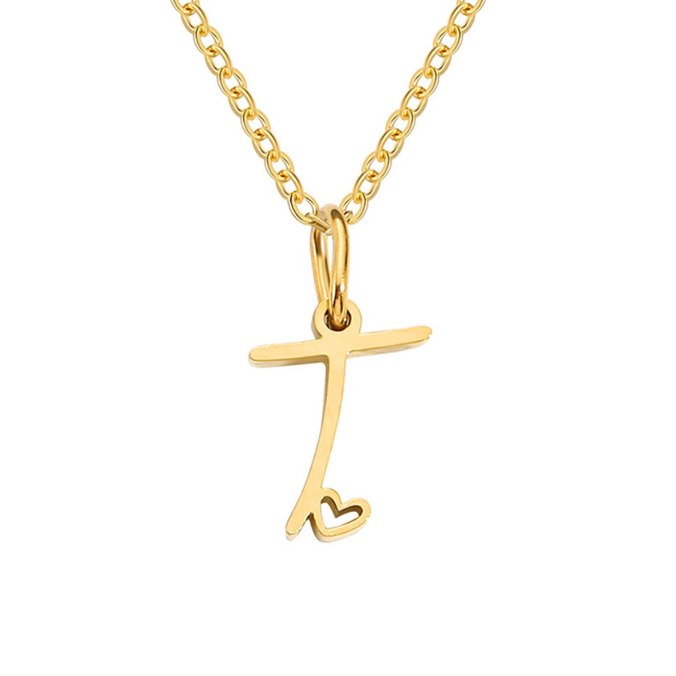 Collier cœur lettre or