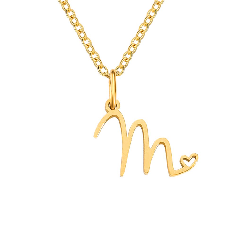 Collier cœur lettre or