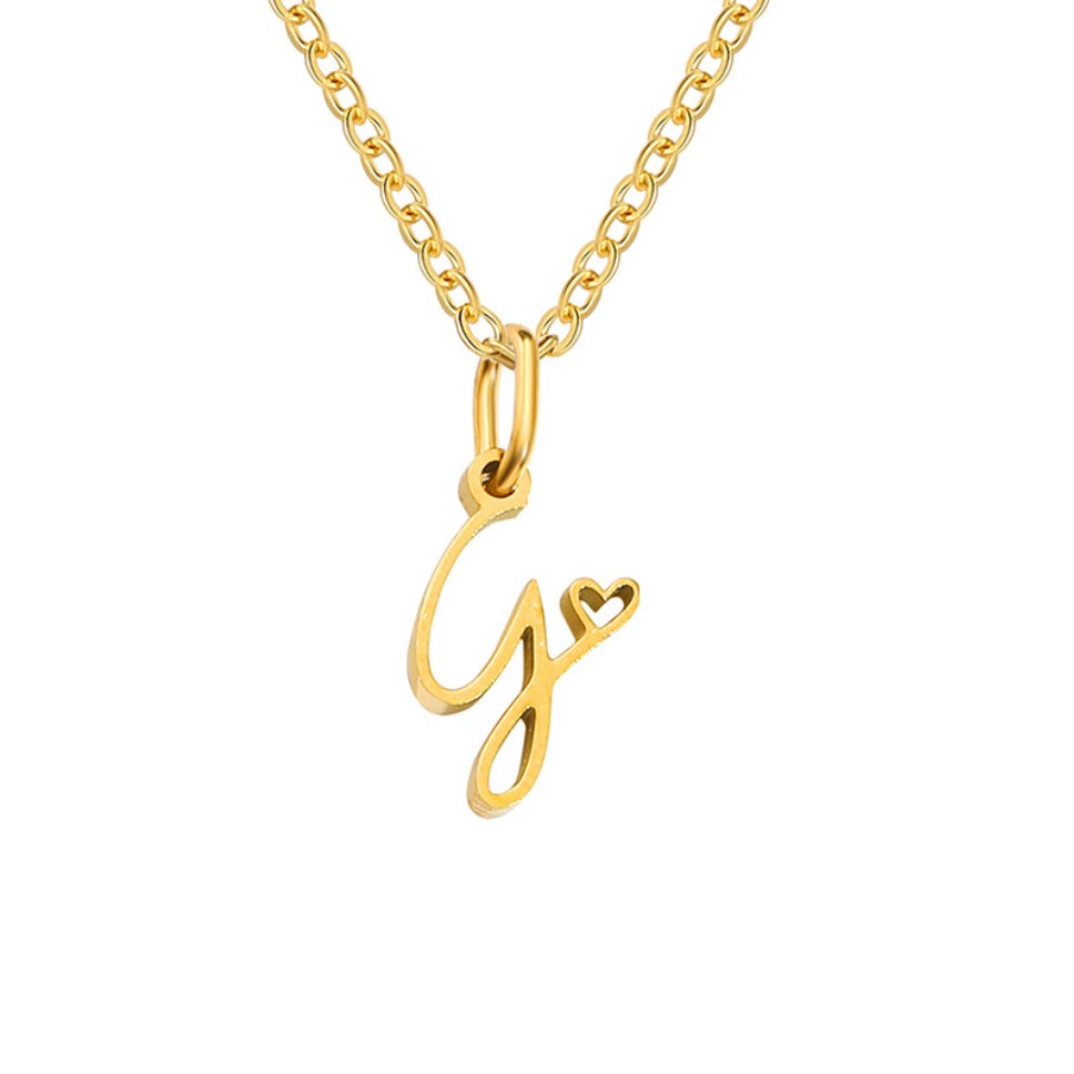 Collier cœur lettre or