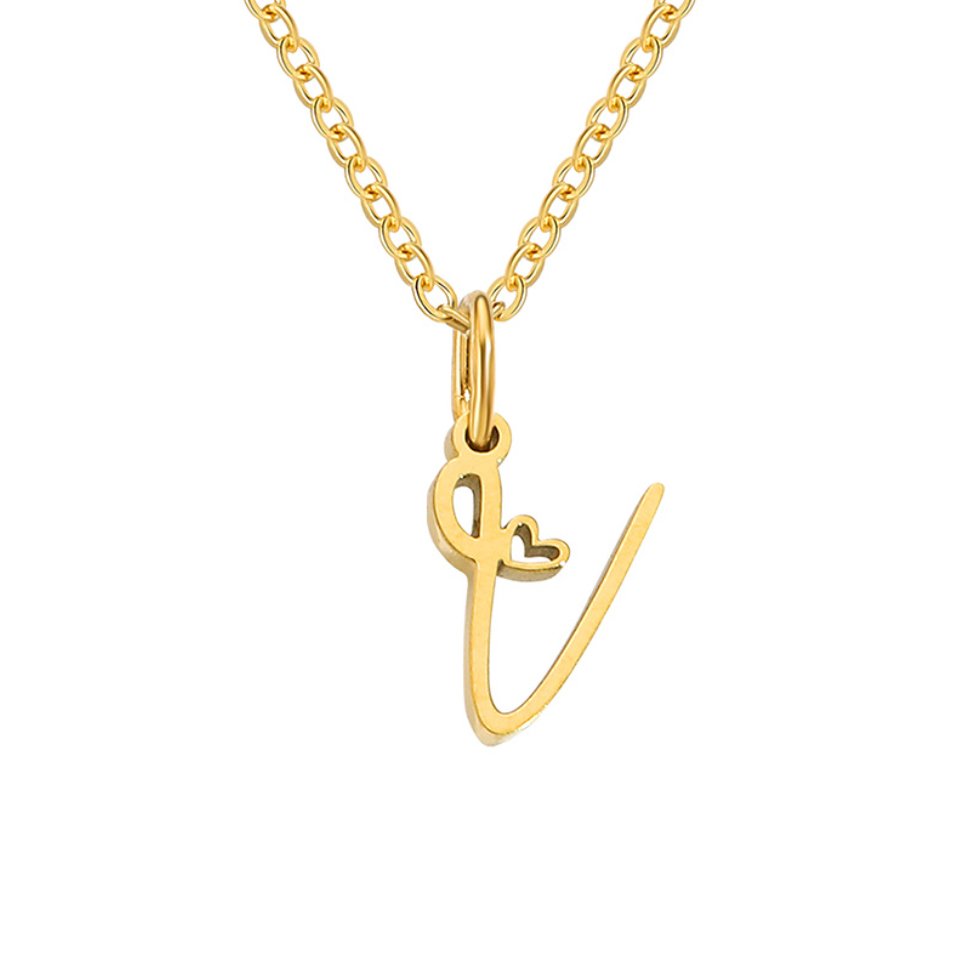 Collier cœur lettre or