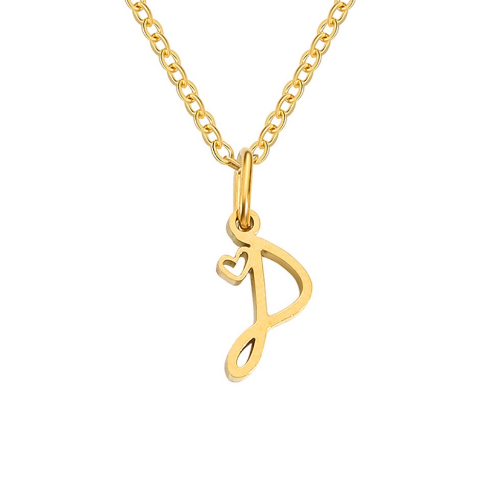 Collier cœur lettre or