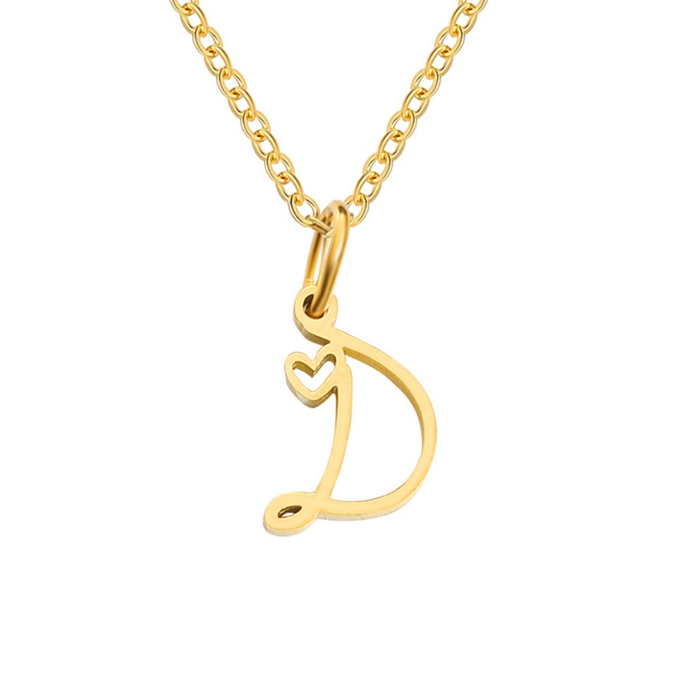 Collier cœur lettre or