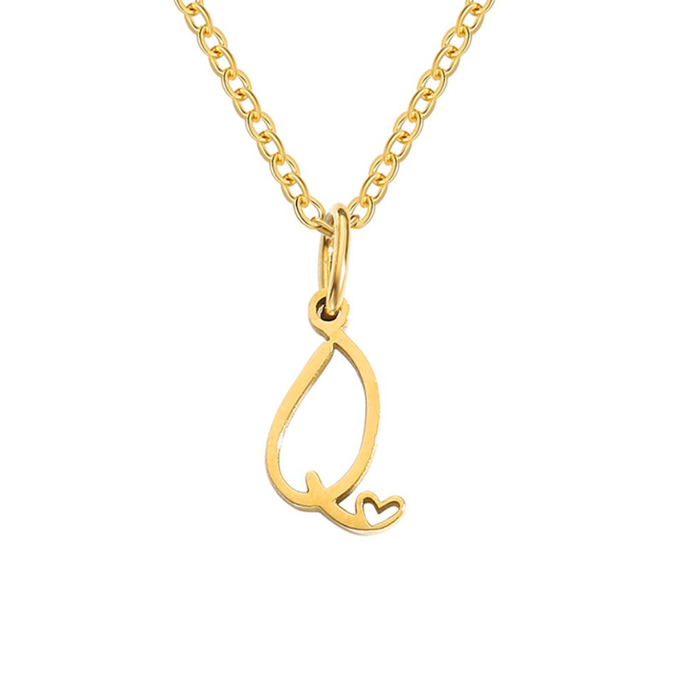 Collier cœur lettre or