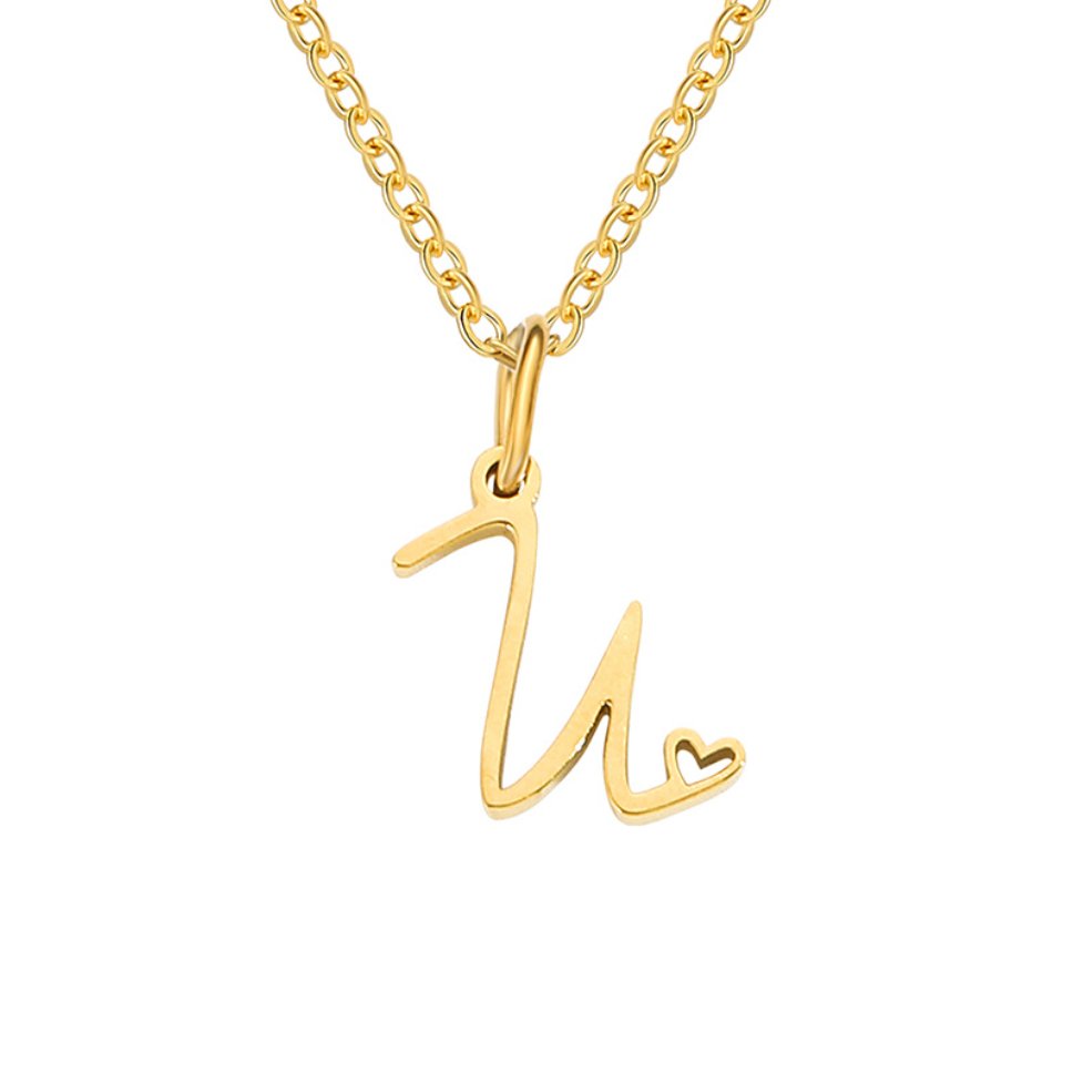Collier cœur lettre or