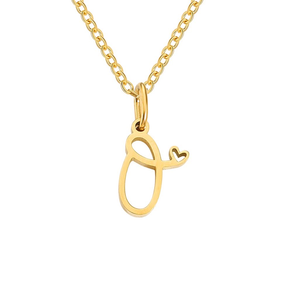 Collier cœur lettre or