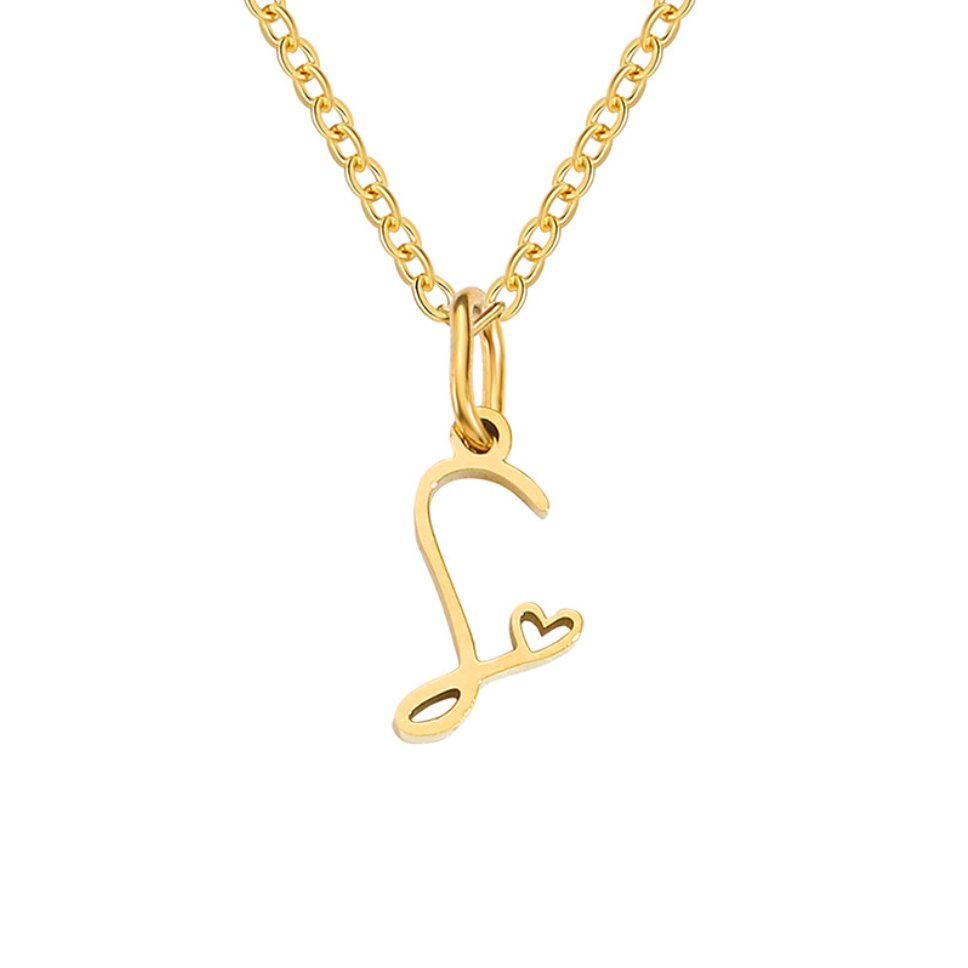 Collier cœur lettre or