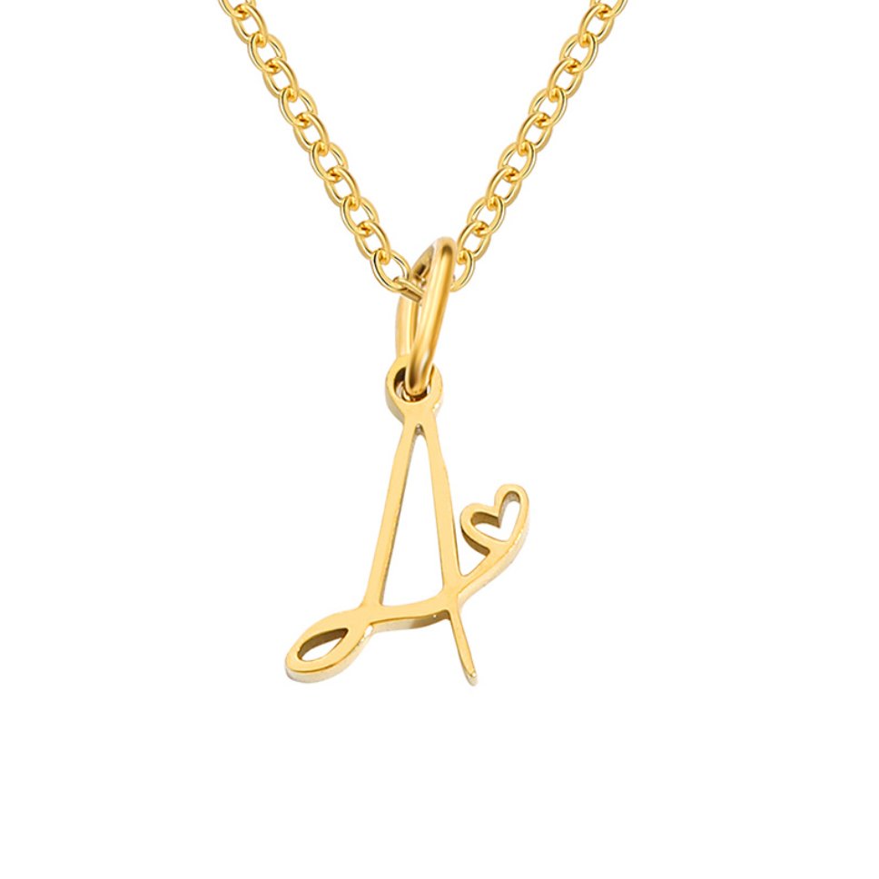 Collier cœur lettre or