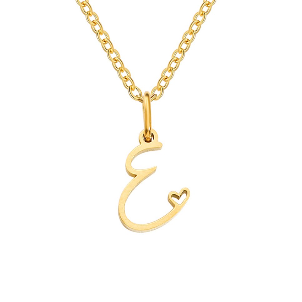 Collier cœur lettre or