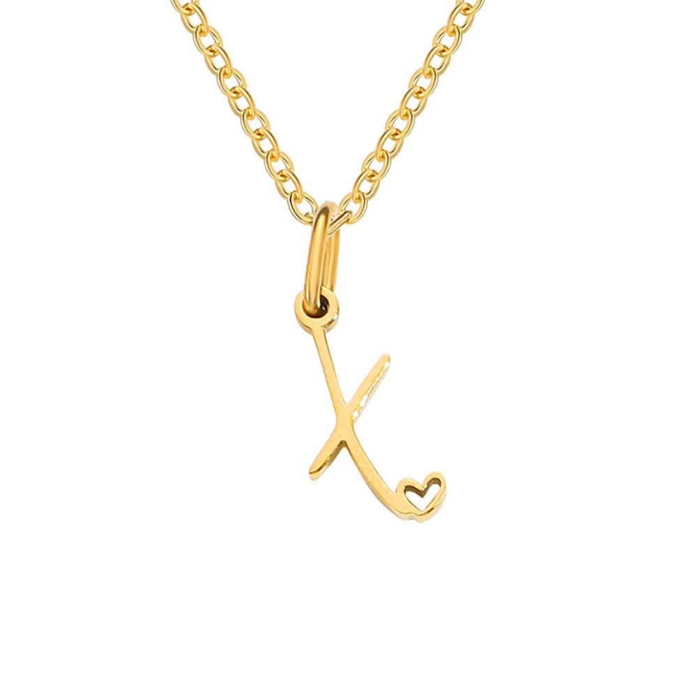 Collier cœur lettre or