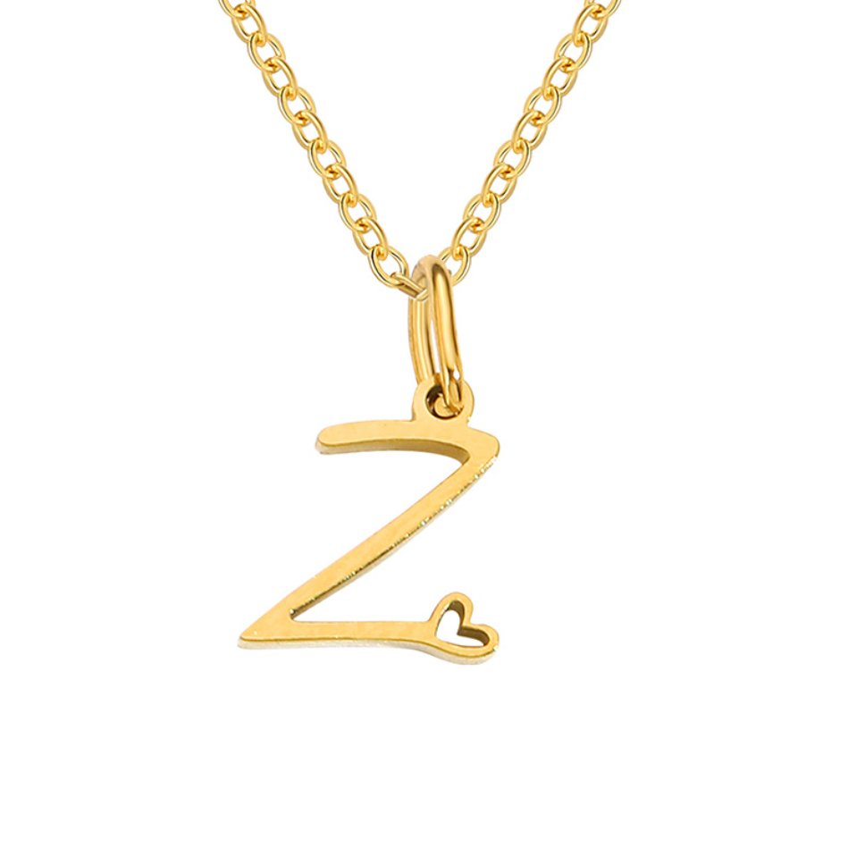 Collier cœur lettre or