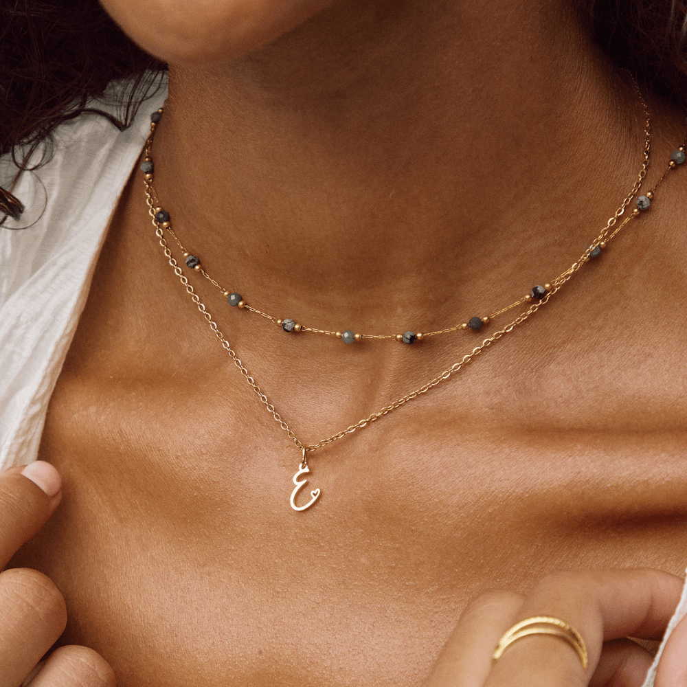 Collier cœur lettre or