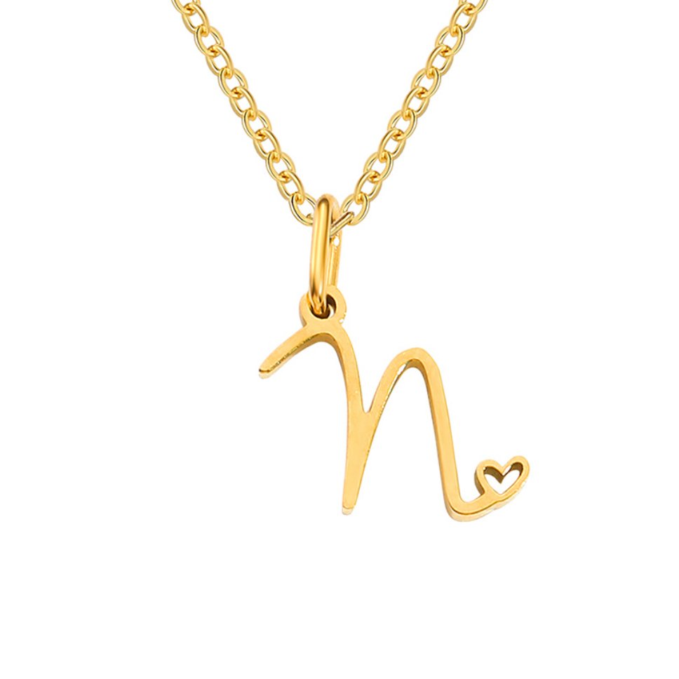 Collier cœur lettre or