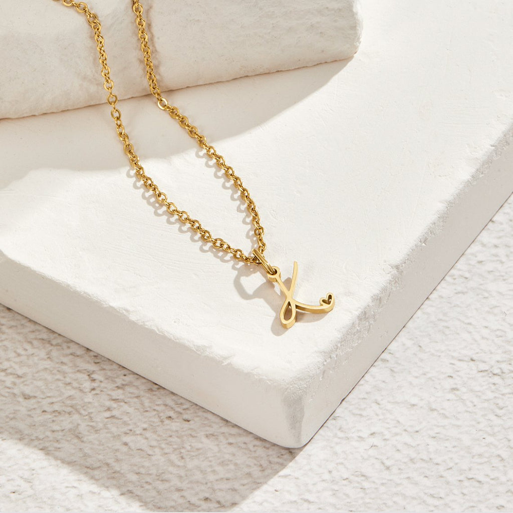 Collier cœur lettre or