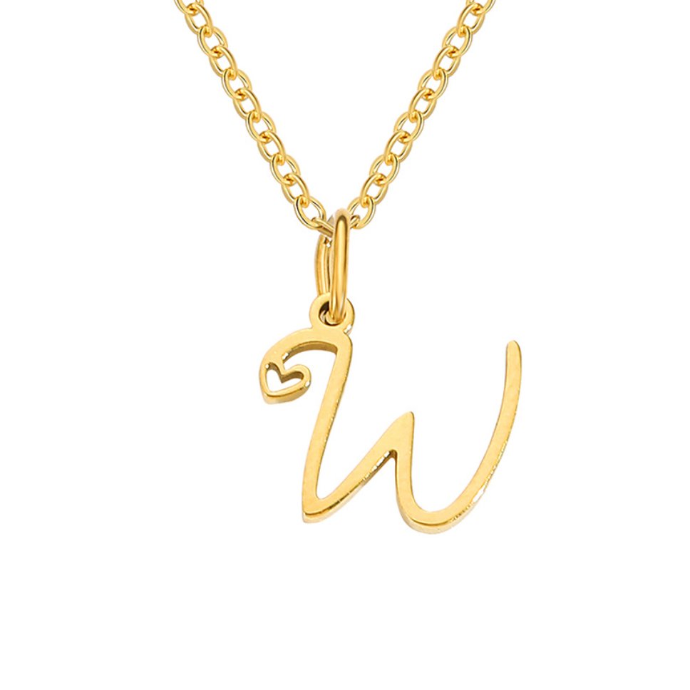 Collier cœur lettre or