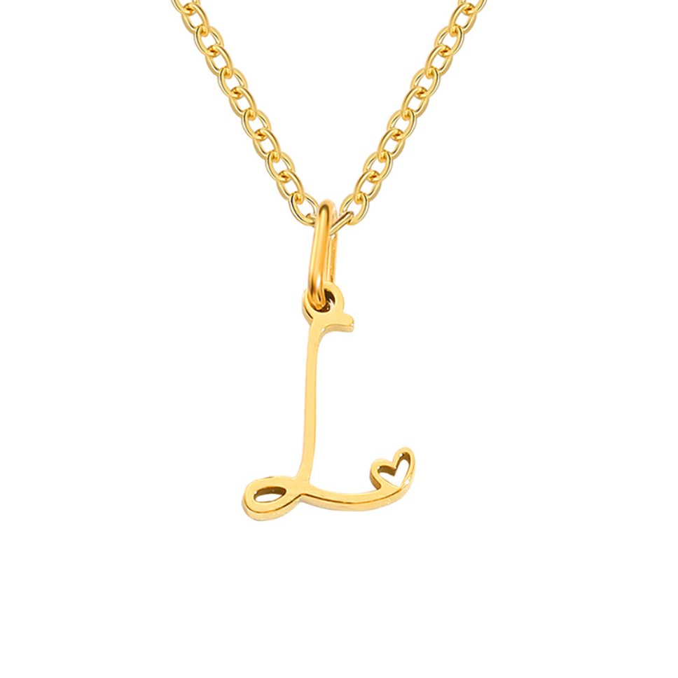 Collier cœur lettre or
