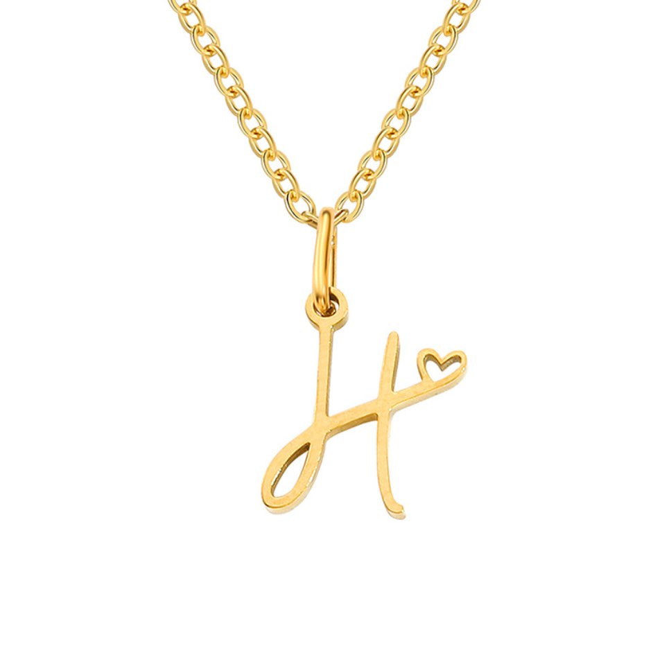 Collier cœur lettre or