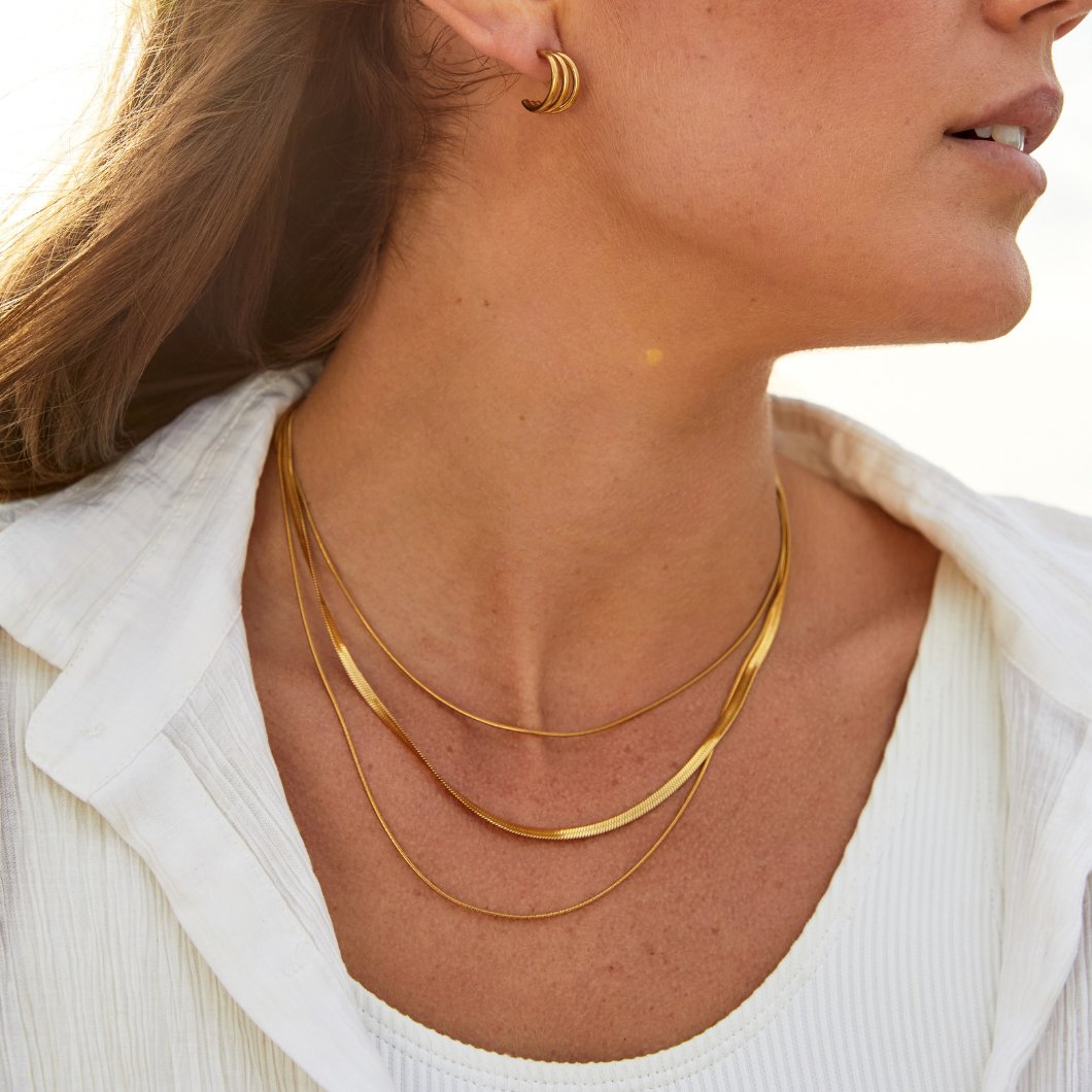 Collier chaîne multicouche doré