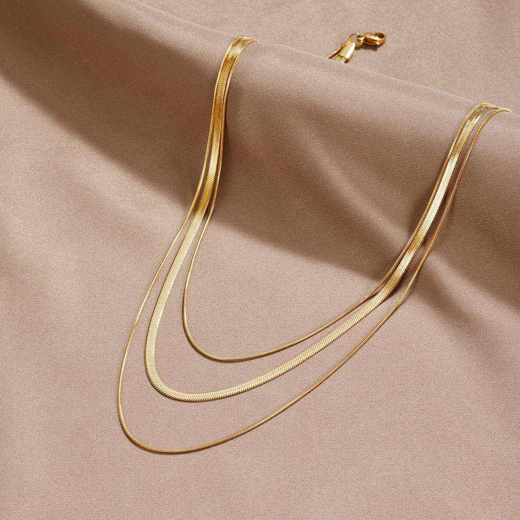 Collier chaîne multicouche doré