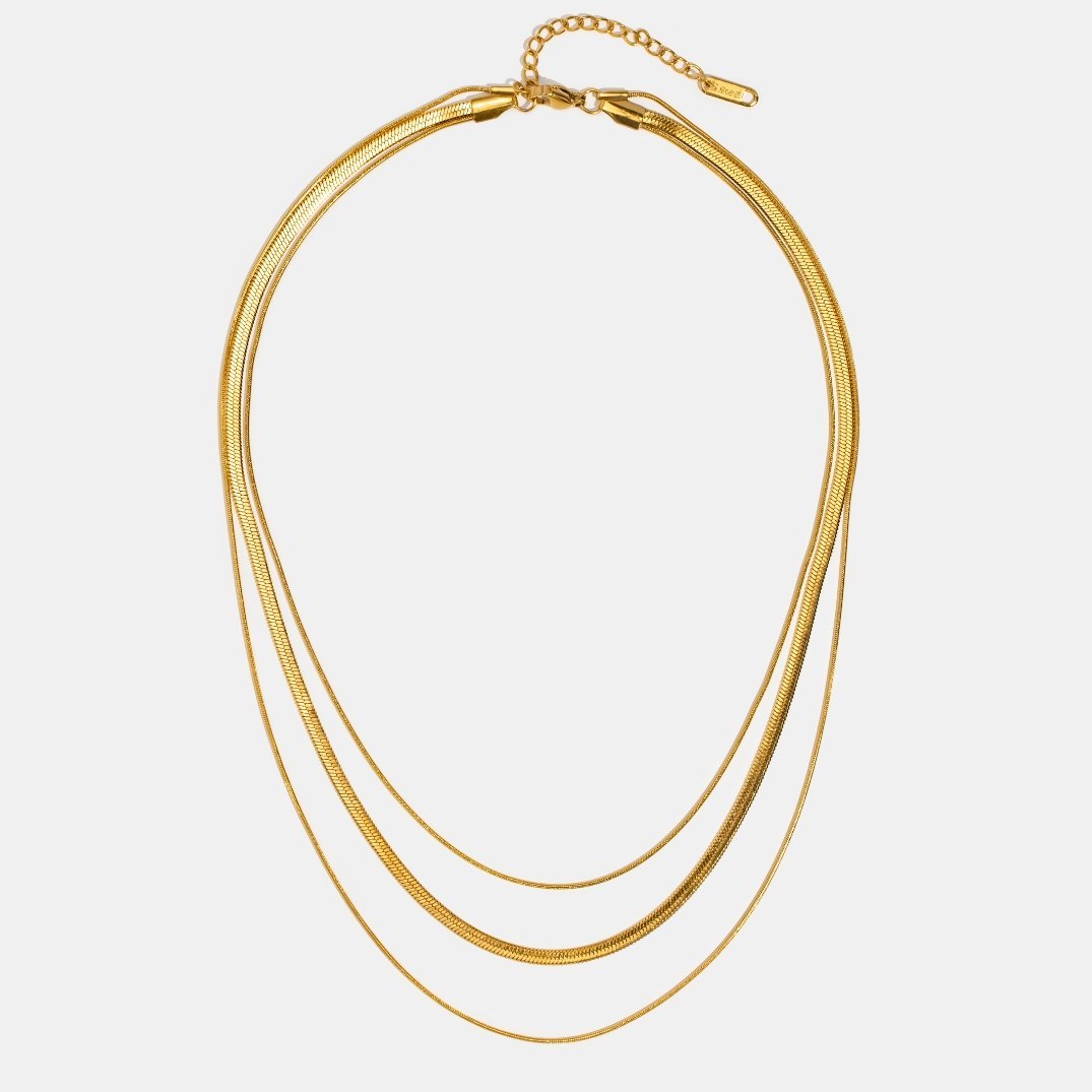 Collier chaîne multicouche doré