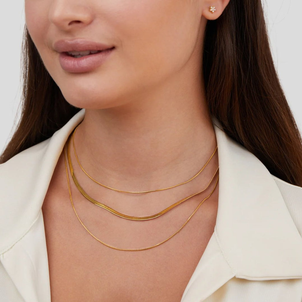 Collier chaîne multicouche doré