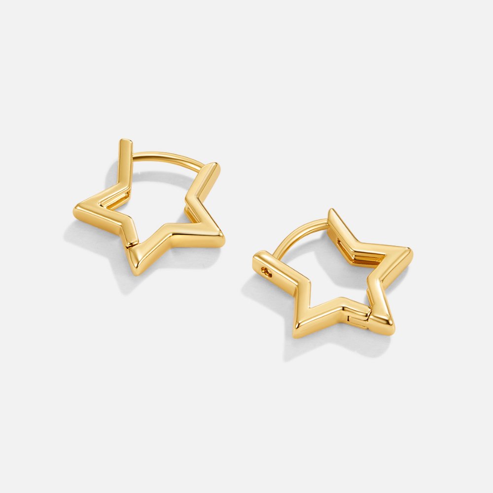 Boucles d'oreilles créoles étoile dorée