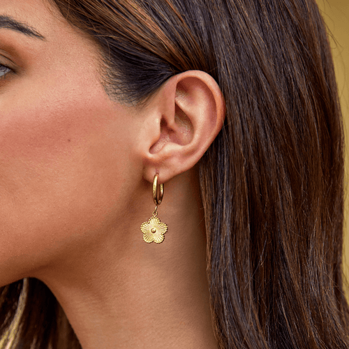 Boucles d'oreilles créoles trèfle doré