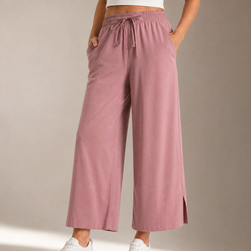 Pantalon Large Femme Veluna – Cropped, Style Épuré