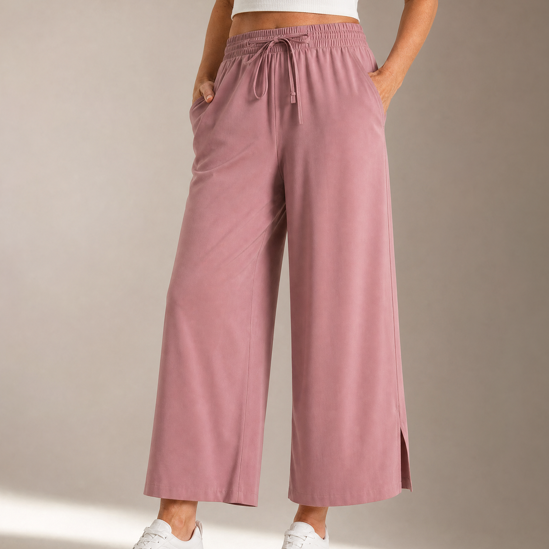 Pantalon Large Femme Veluna – Cropped, Style Épuré