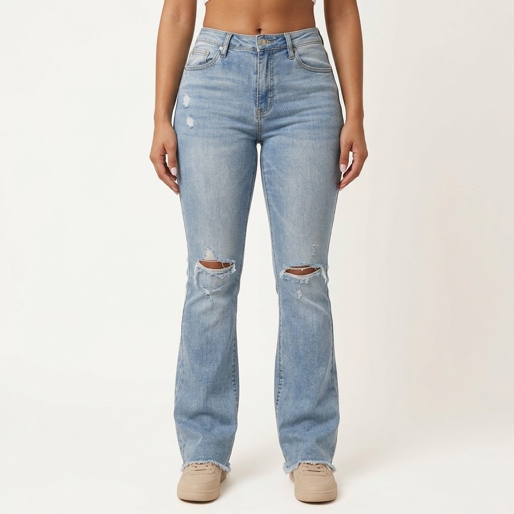 Jean Évasé Femme Denara – Déchiré, Taille Haute