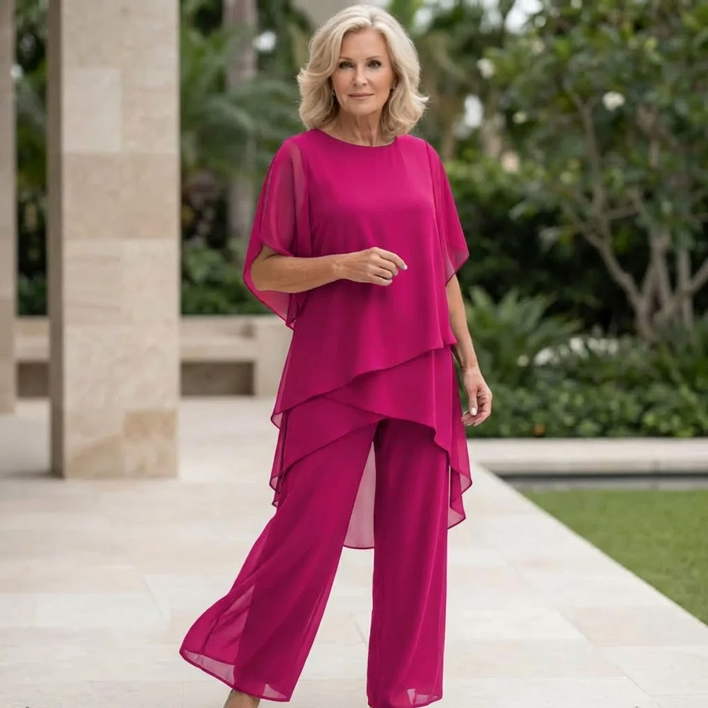 Costume avec pantalons palazzo drapés