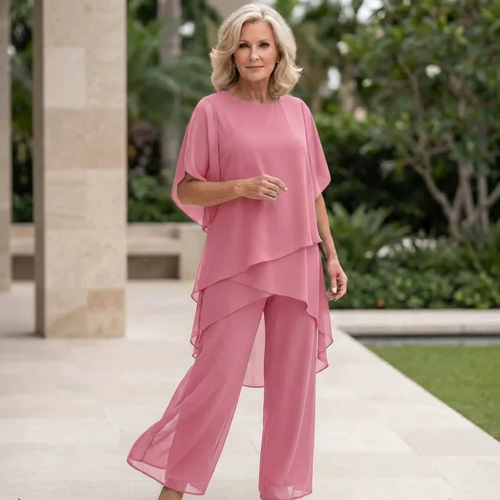 Costume avec pantalons palazzo drapés