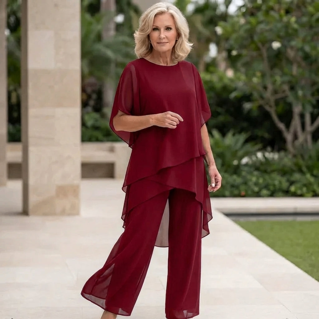 Costume avec pantalons palazzo drapés