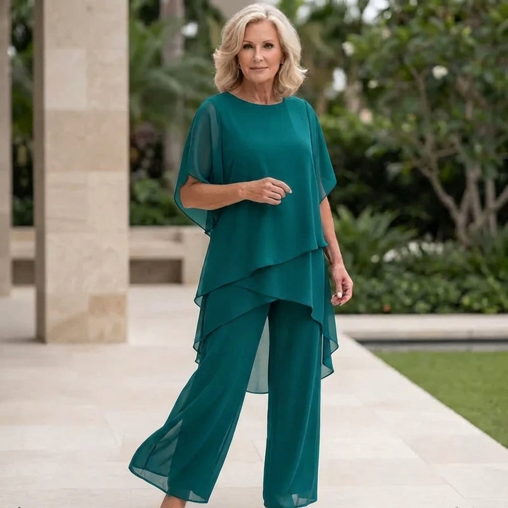 Costume avec pantalons palazzo drapés