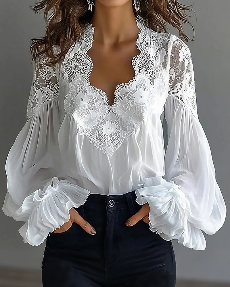 Ilvara - Blouse Dentelle Élégante Femme