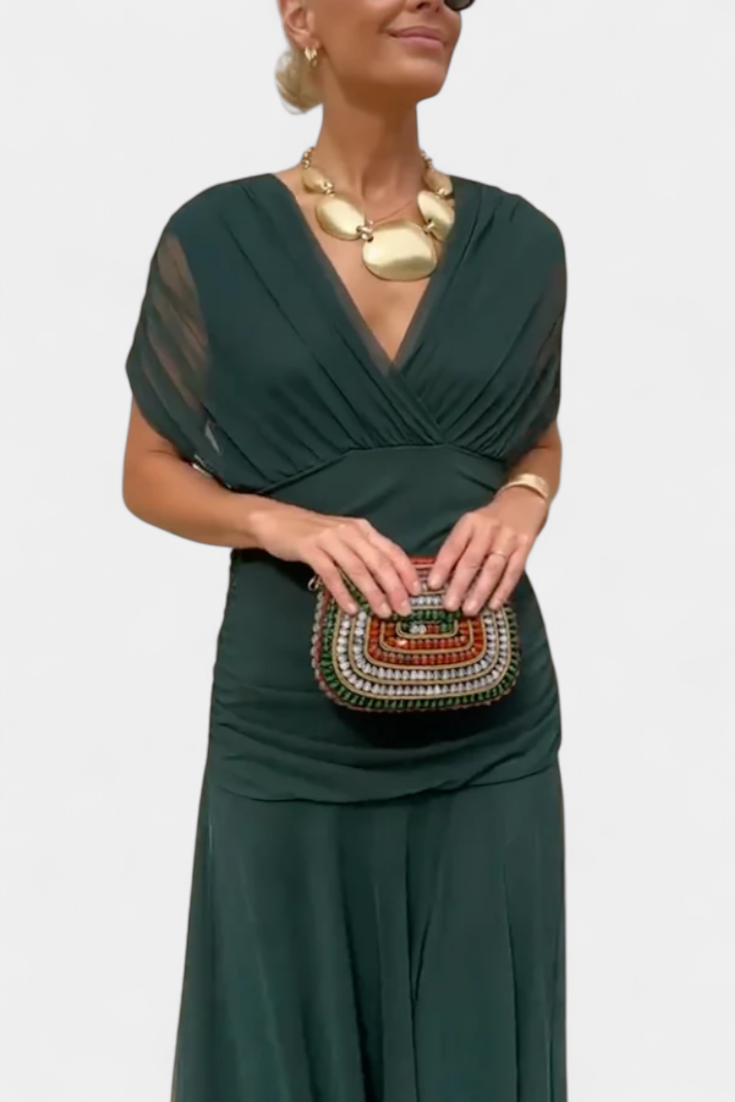 Abigail - Robe longue florale à décolleté en V