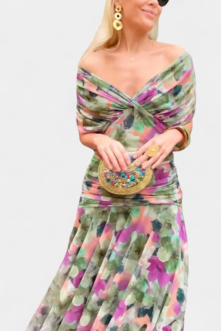 Abigail - Robe longue florale à décolleté en V